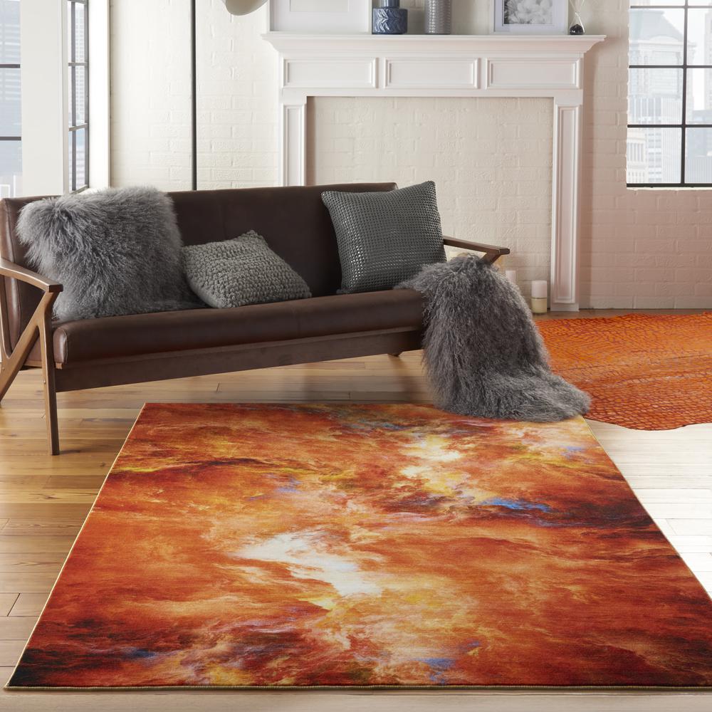 Nourison Le Reve Area Rug, Red Flame, 5'3" x 7'3", LER05. Picture 2