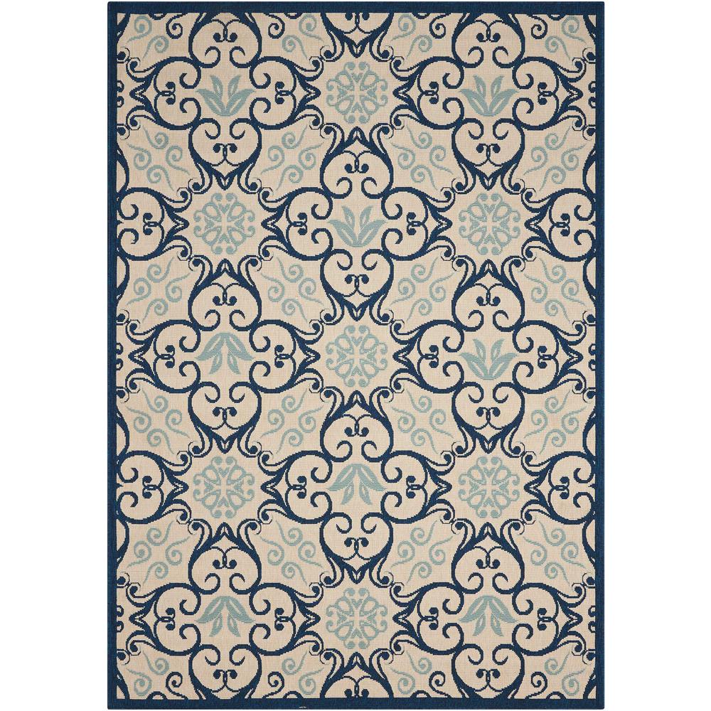 Caribbean Area Rug, Ivory/Navy, 2'6" x 4'. Picture 1