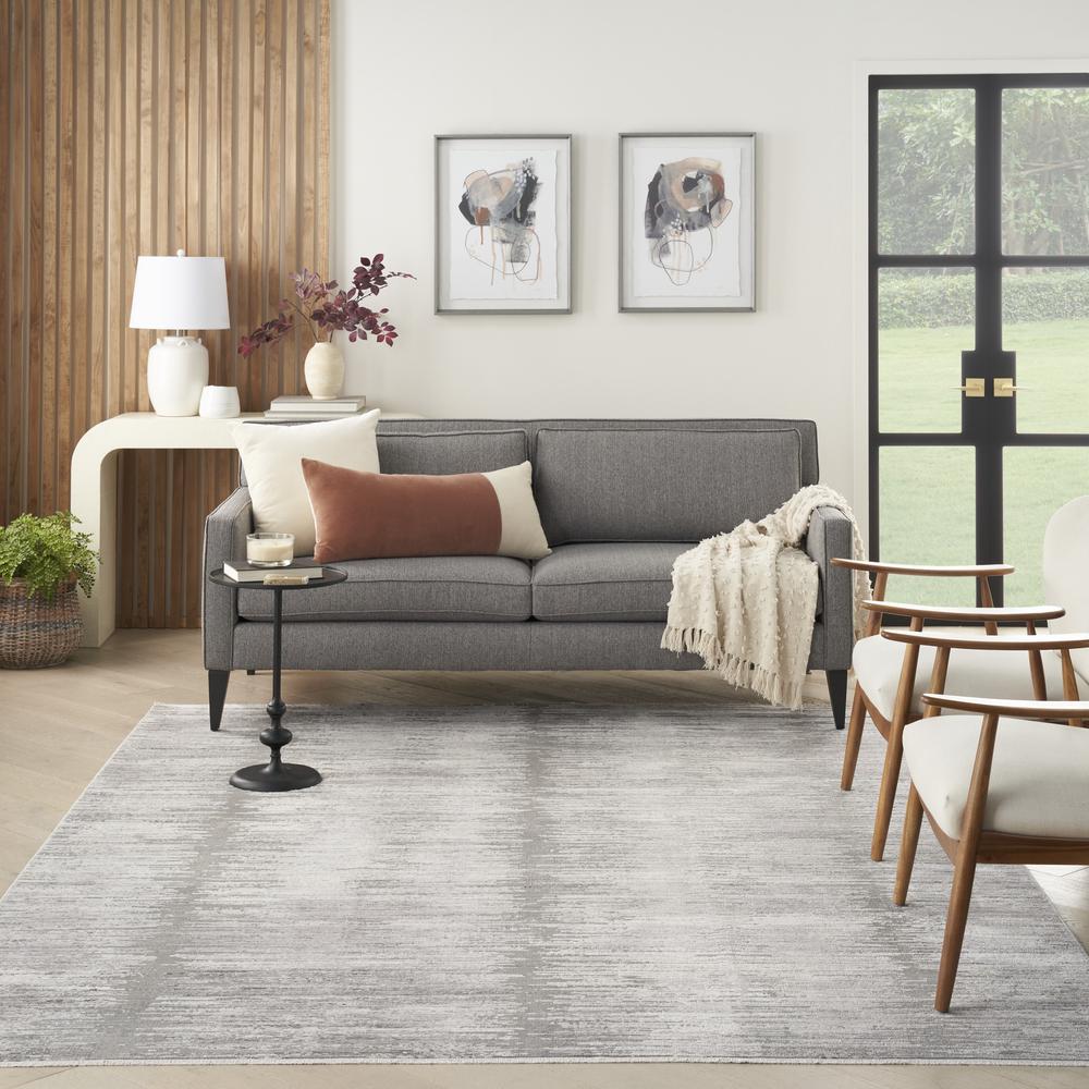 Nourison Abstract Hues Area Rug, Grey White 8' x 10'. Picture 9