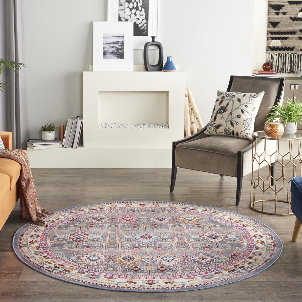 Bohemian Round Area Rug, 6' x Round. Picture 9