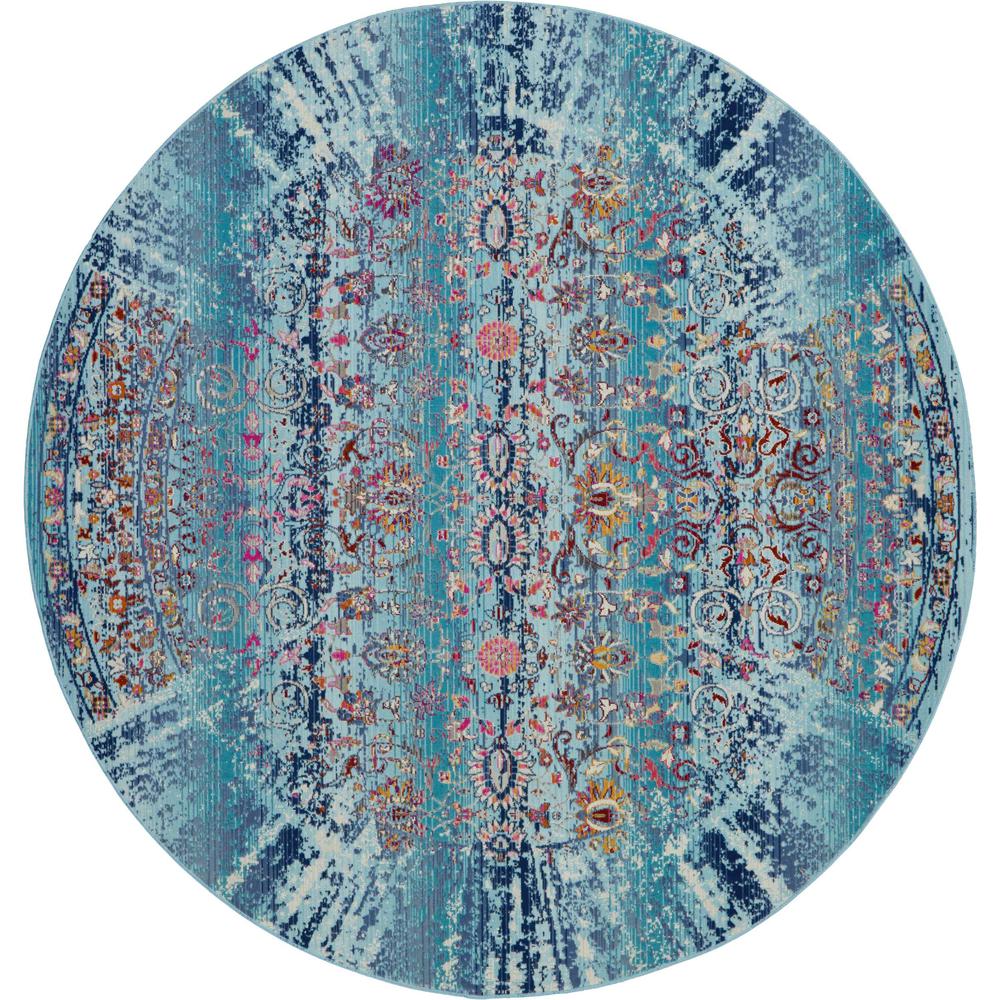 Vintage Round Area Rug, 4' x Round. Picture 1