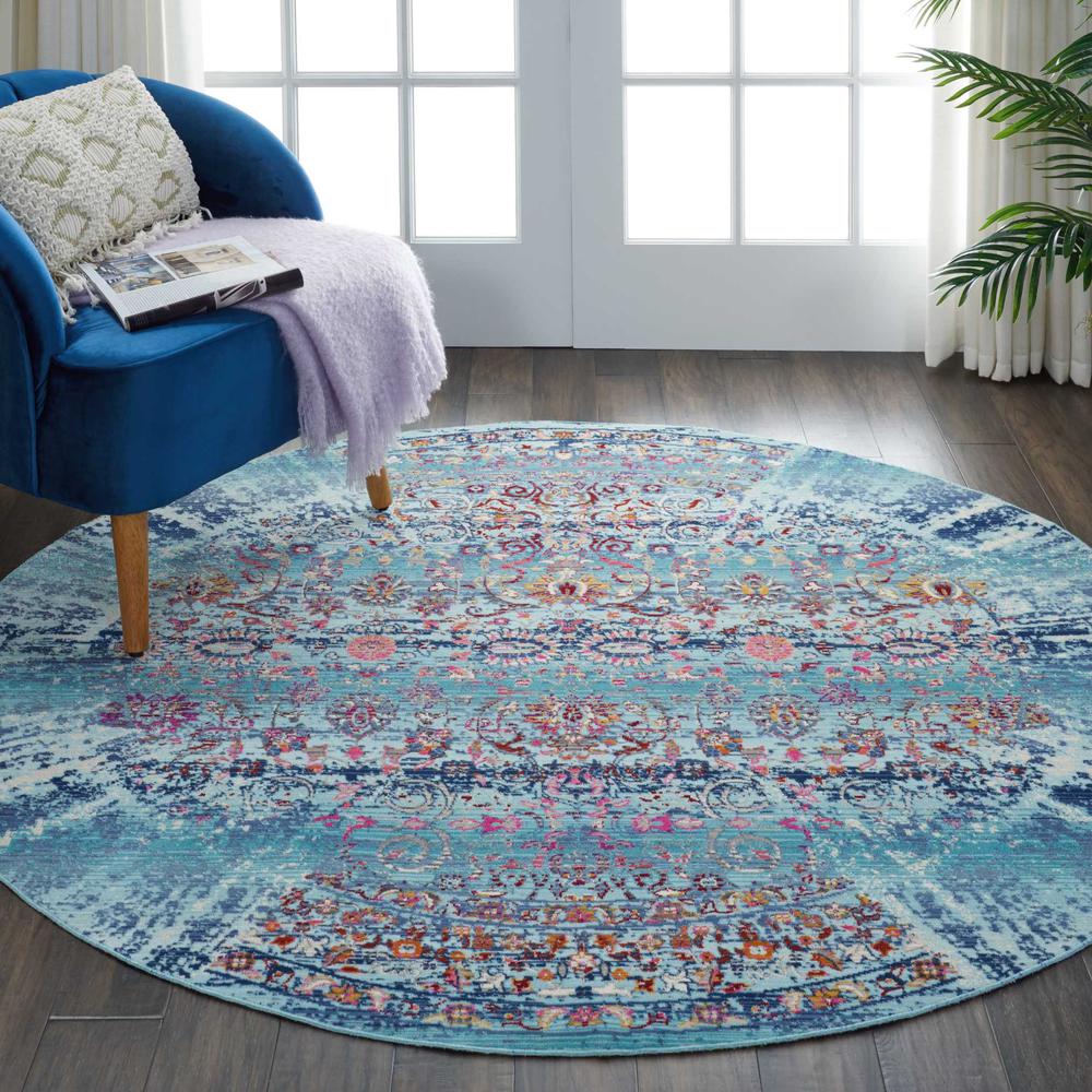 Vintage Round Area Rug, 4' x Round. Picture 2