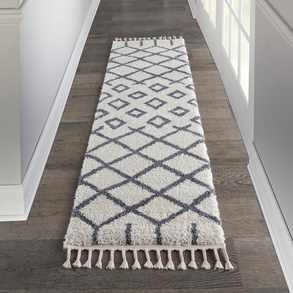 Moroccan Shag Area Rug, White, 2'2" x 8'1". Picture 2