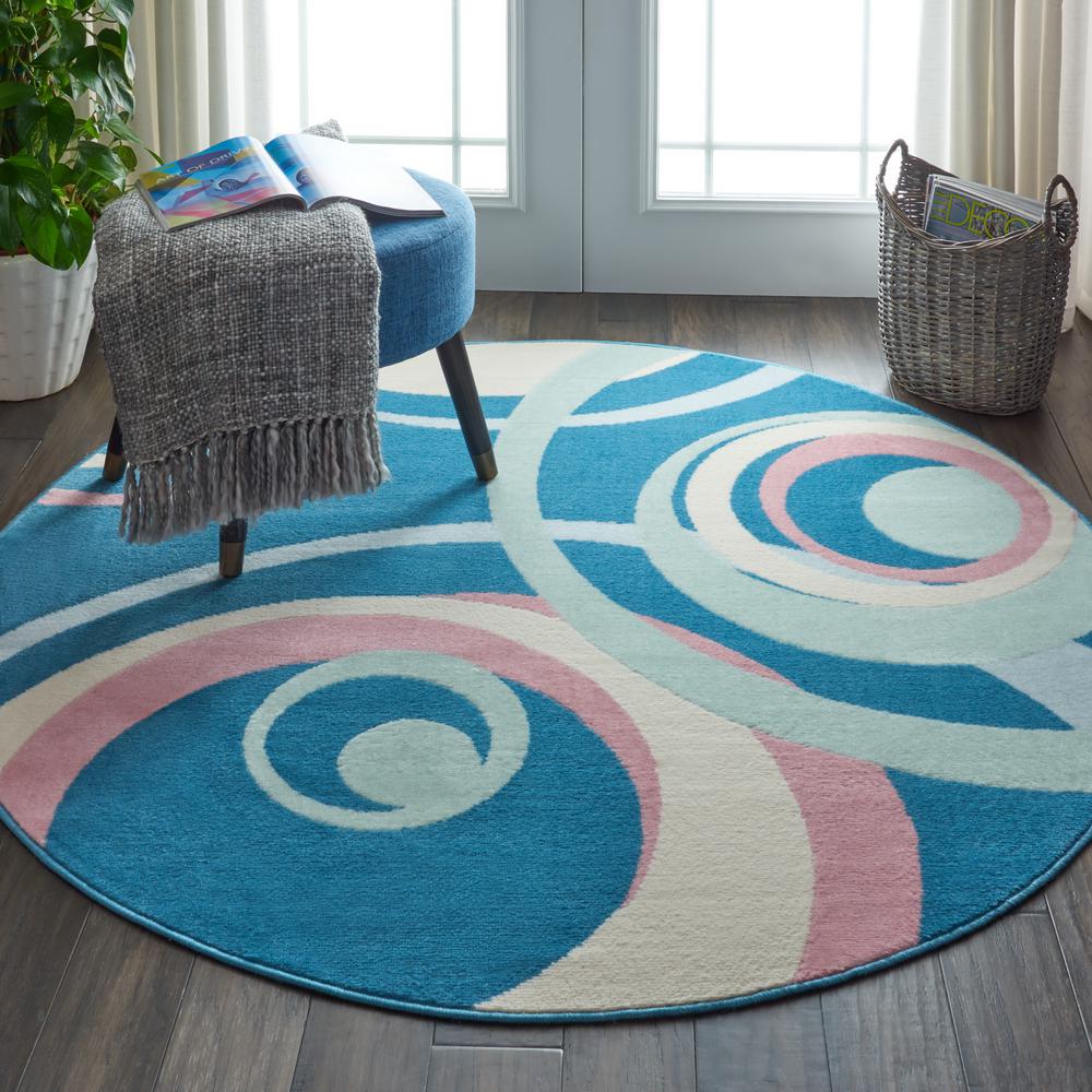 Grafix Area Rug, Blue Multicolor, 5'3"XROUND. Picture 2