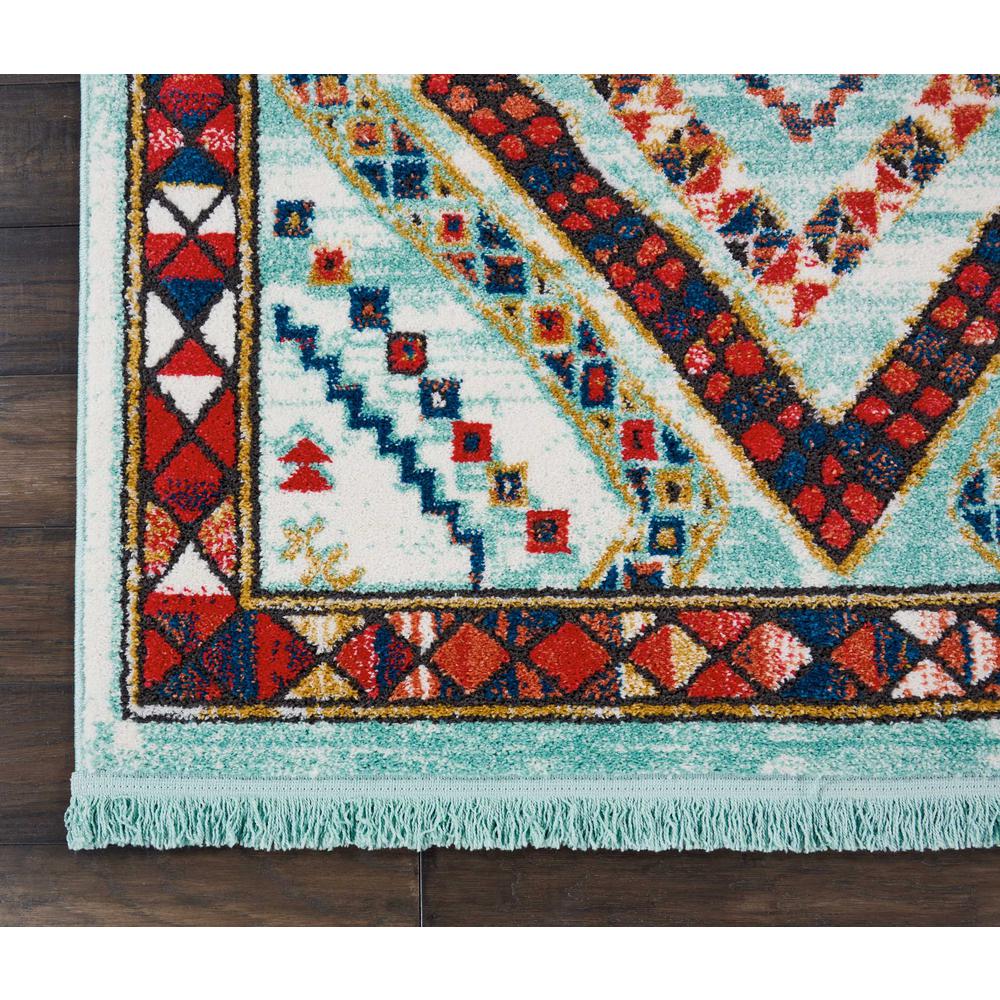 Tribal Decor Area Rug, Aqua, 3'11" x 6'2". Picture 3