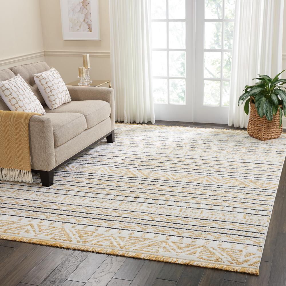 Nourison Kamala Area Rug, 7'10" x 10'6", Yellow. Picture 5