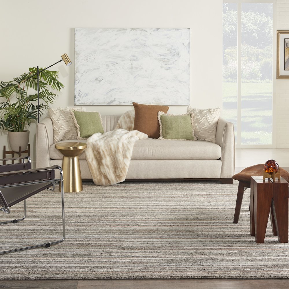 Nourison Plateau Area Rug, Grey/Green, 8'6" x 11'6", PAE01. Picture 9