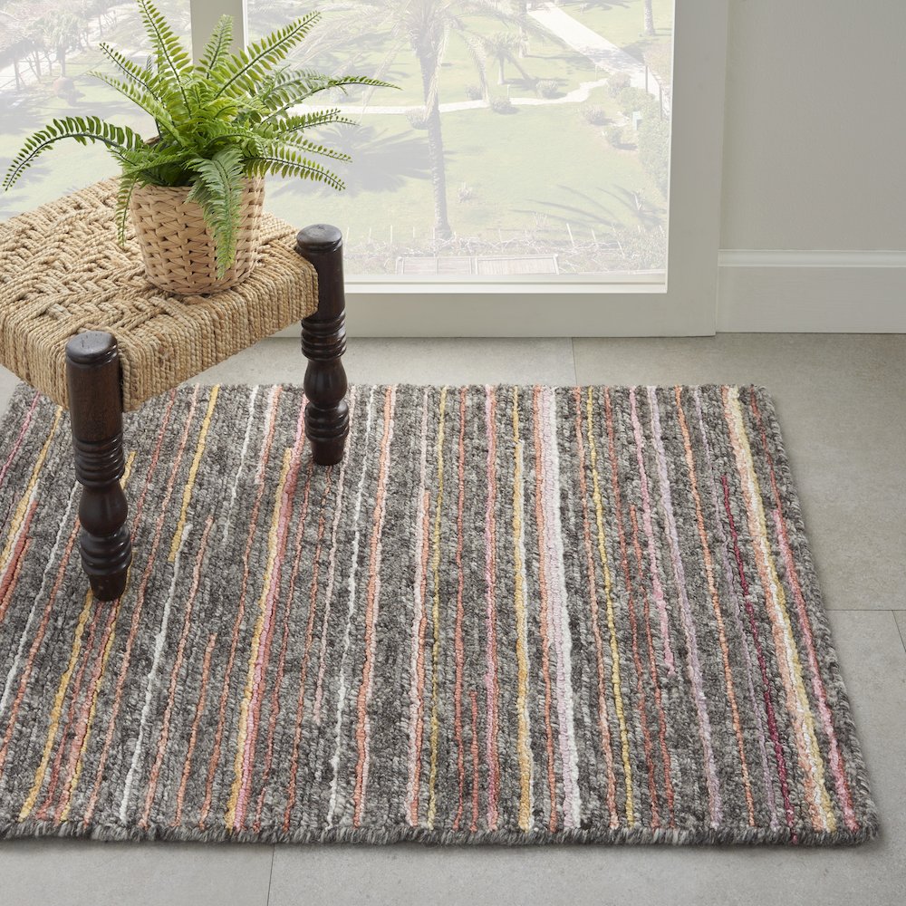 Nourison Plateau Area Rug, Grey/Flame, 2'3" x 3', PAE01. Picture 2