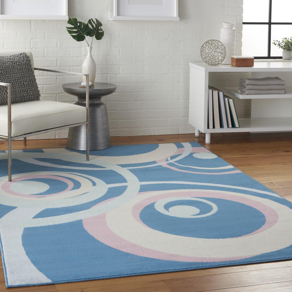 Grafix Area Rug, Blue Multicolor, 6'X9'. Picture 9