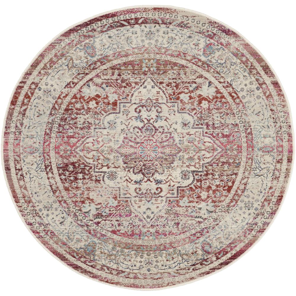 Vintage Round Area Rug, 4' x Round. Picture 1
