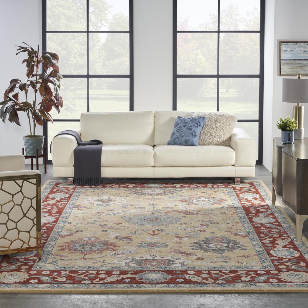 Nourison Parisa 8'6 x 11'6 Gold Brick Area Rug. Picture 9