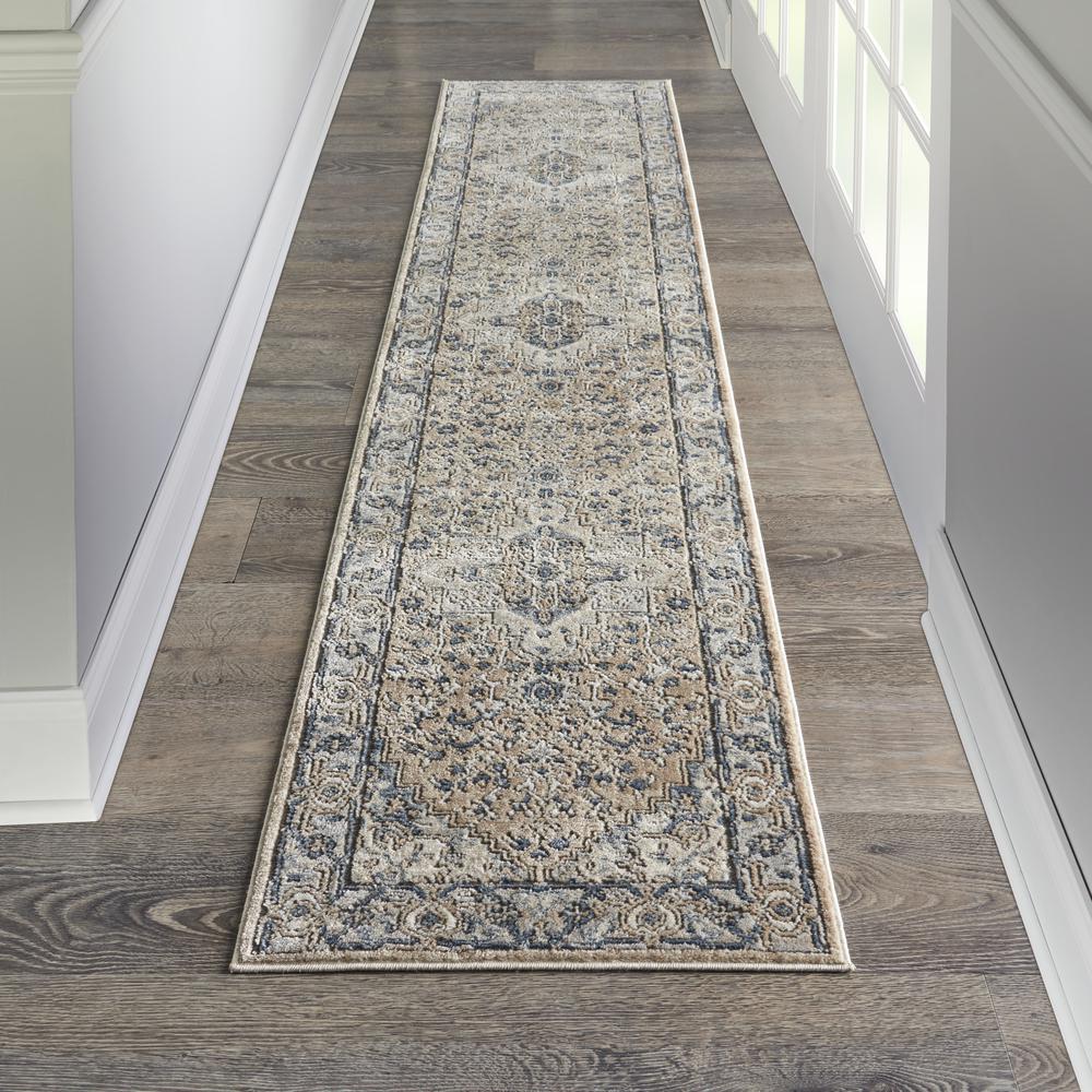 Nourison Quarry 2'2 x 12' Beige/Grey Area Rug. Picture 2