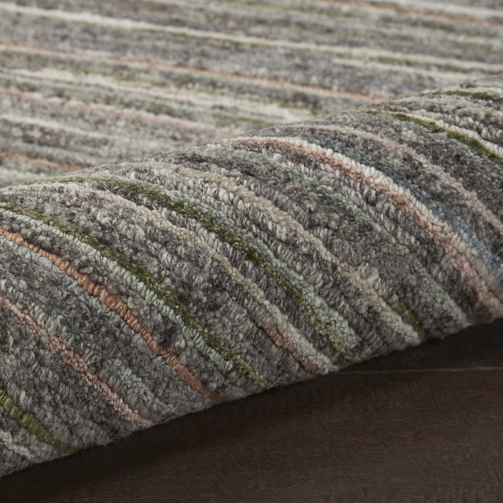 Nourison Plateau Area Rug, Grey/Green, 5'3" x 7'3", PAE01. Picture 7