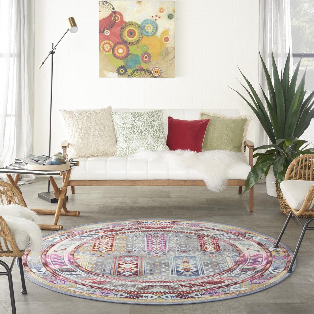 Bohemian Round Area Rug, 6' x Round. Picture 9