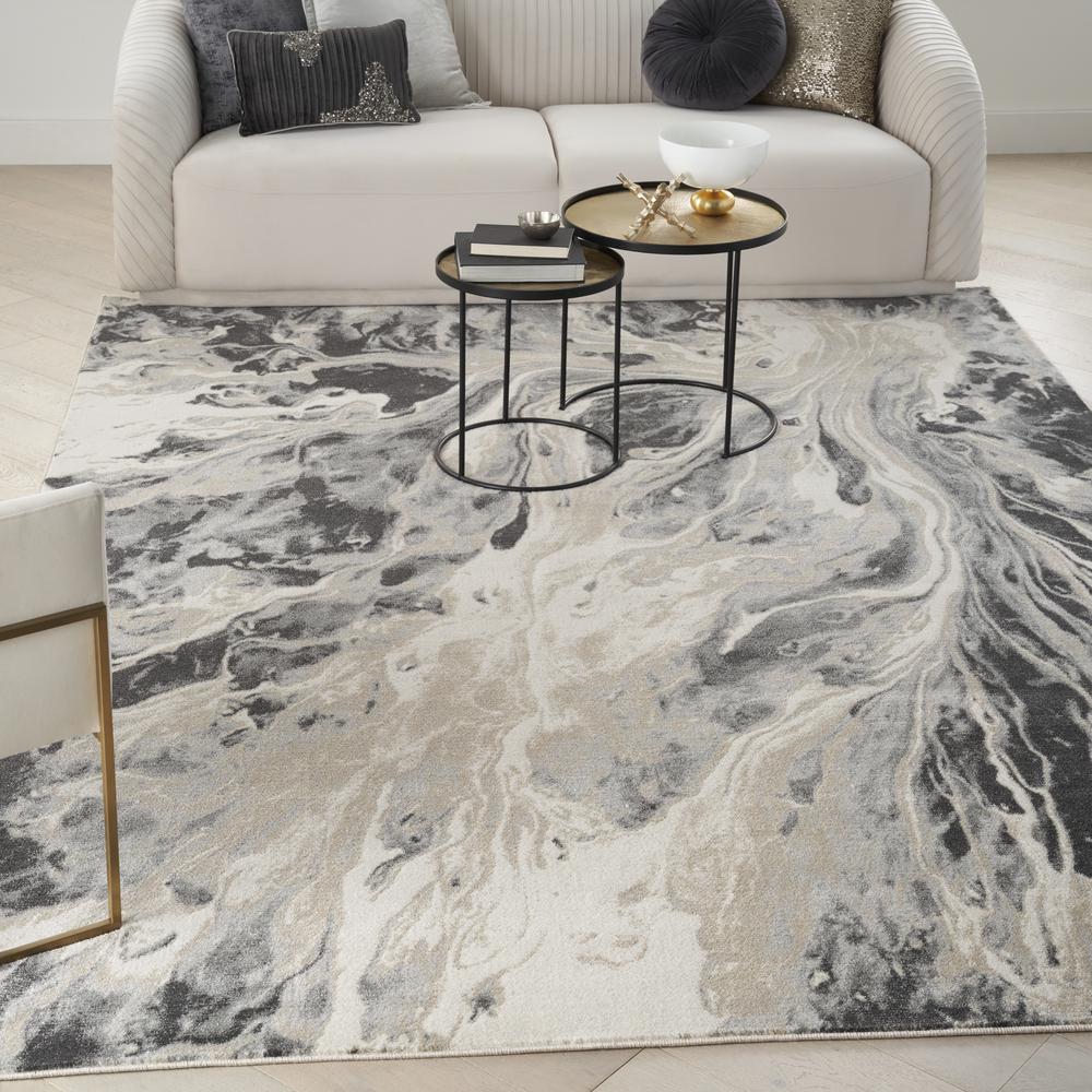 Nourison Home Elegance FAR01 Grey and White Contemporary Area Rug. Picture 3