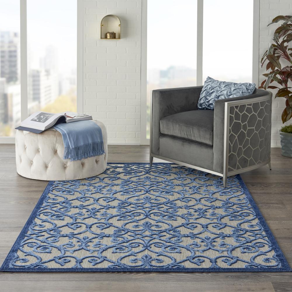 Aloha Area Rug, Grey/Blue, 3'6" x 5'6". Picture 2