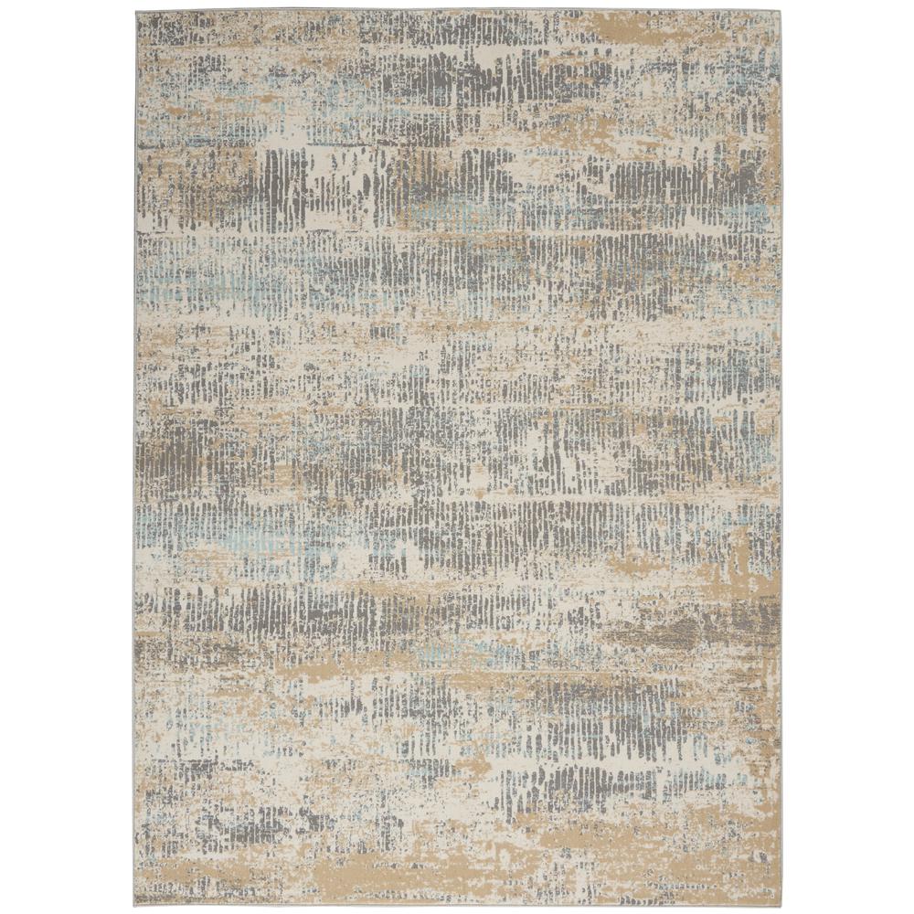 Michael Amini MA90 Uptown Area Rug, Beige/Aqua, 4' x ROUND, UPT03. Picture 1