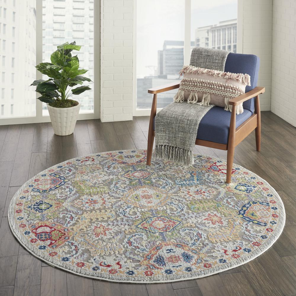Bohemian Round Area Rug, 4' x Round. Picture 9