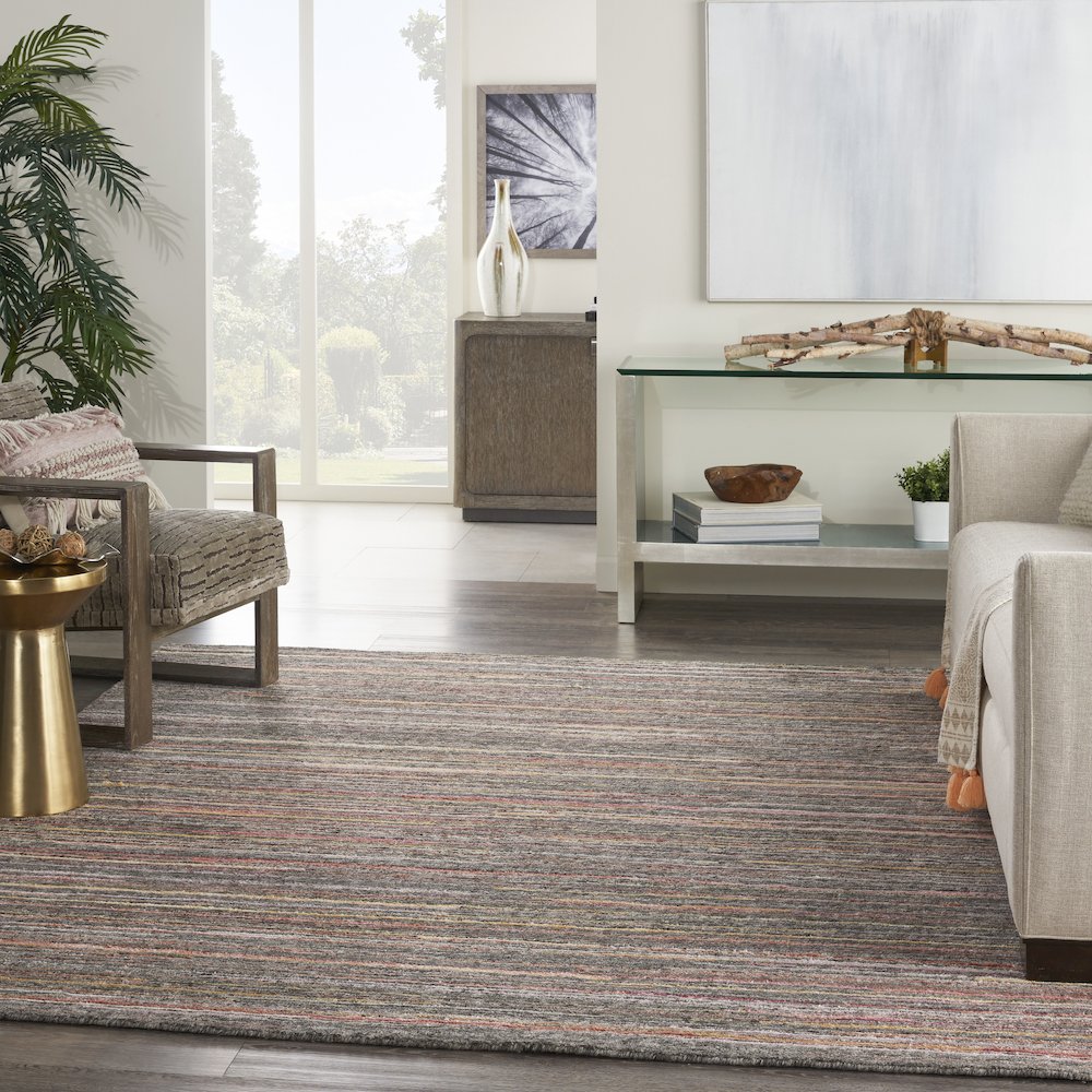 Nourison Plateau Area Rug, Grey/Flame, 7'9" x SQUARE, PAE01. Picture 9