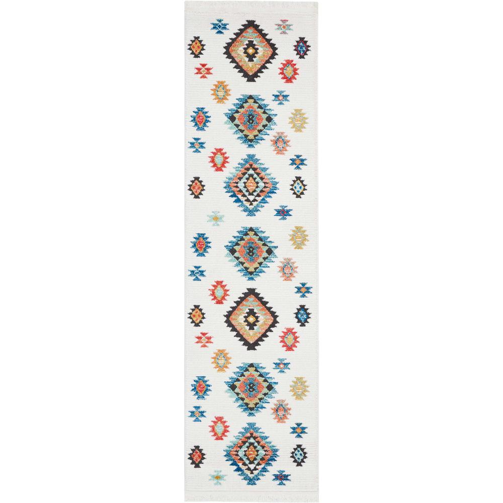 Tribal Decor Area Rug, White, 2'2" x 7'9". Picture 1
