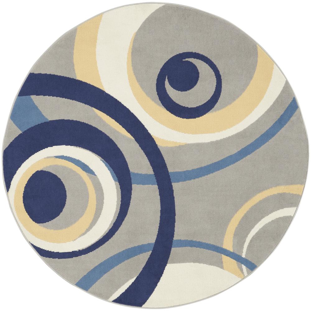 Mid-Century Modern Round Area Rug, 5' x Round. Picture 1