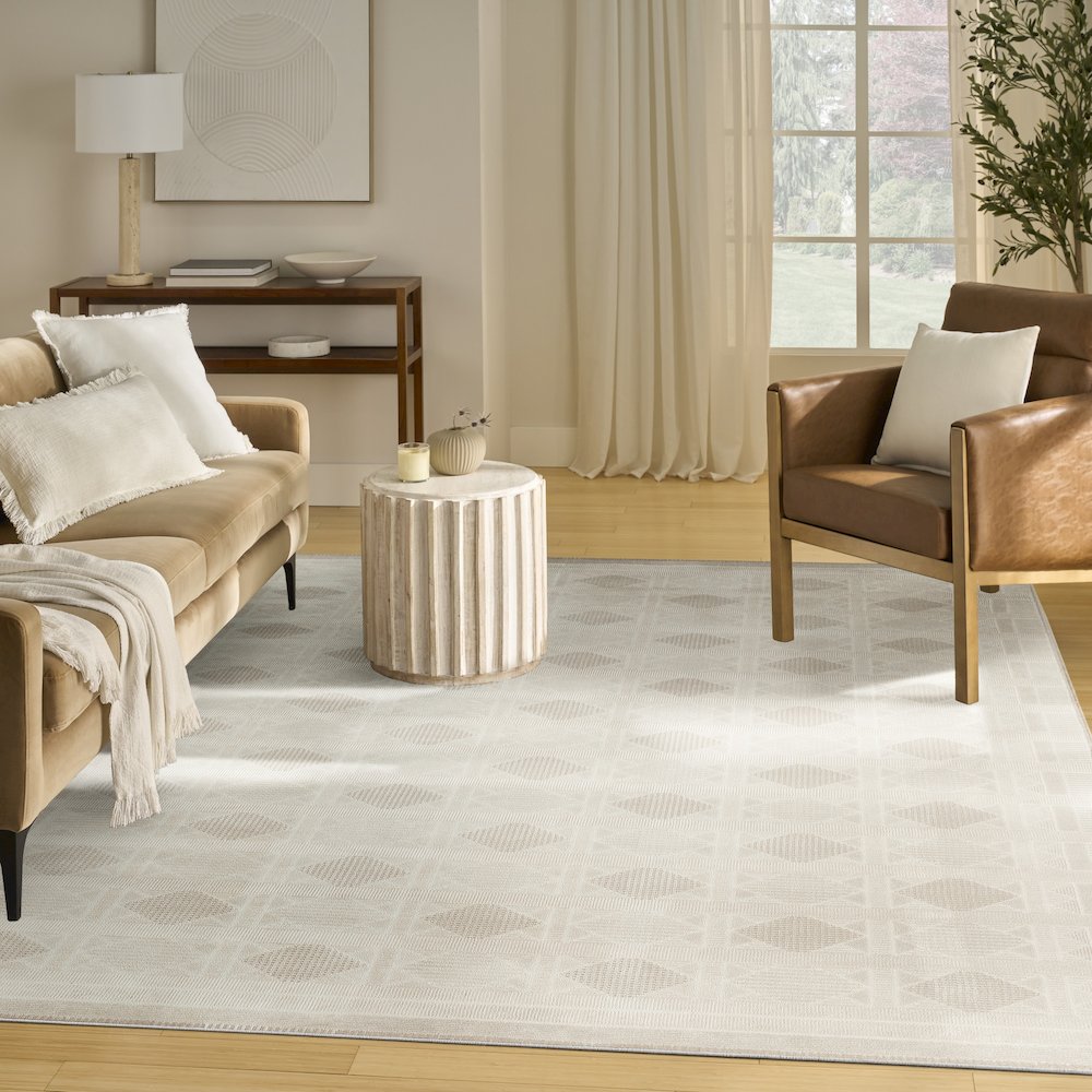 Nordic 8' x 10' Ivory Beige Modern Indoor Rug. Picture 10