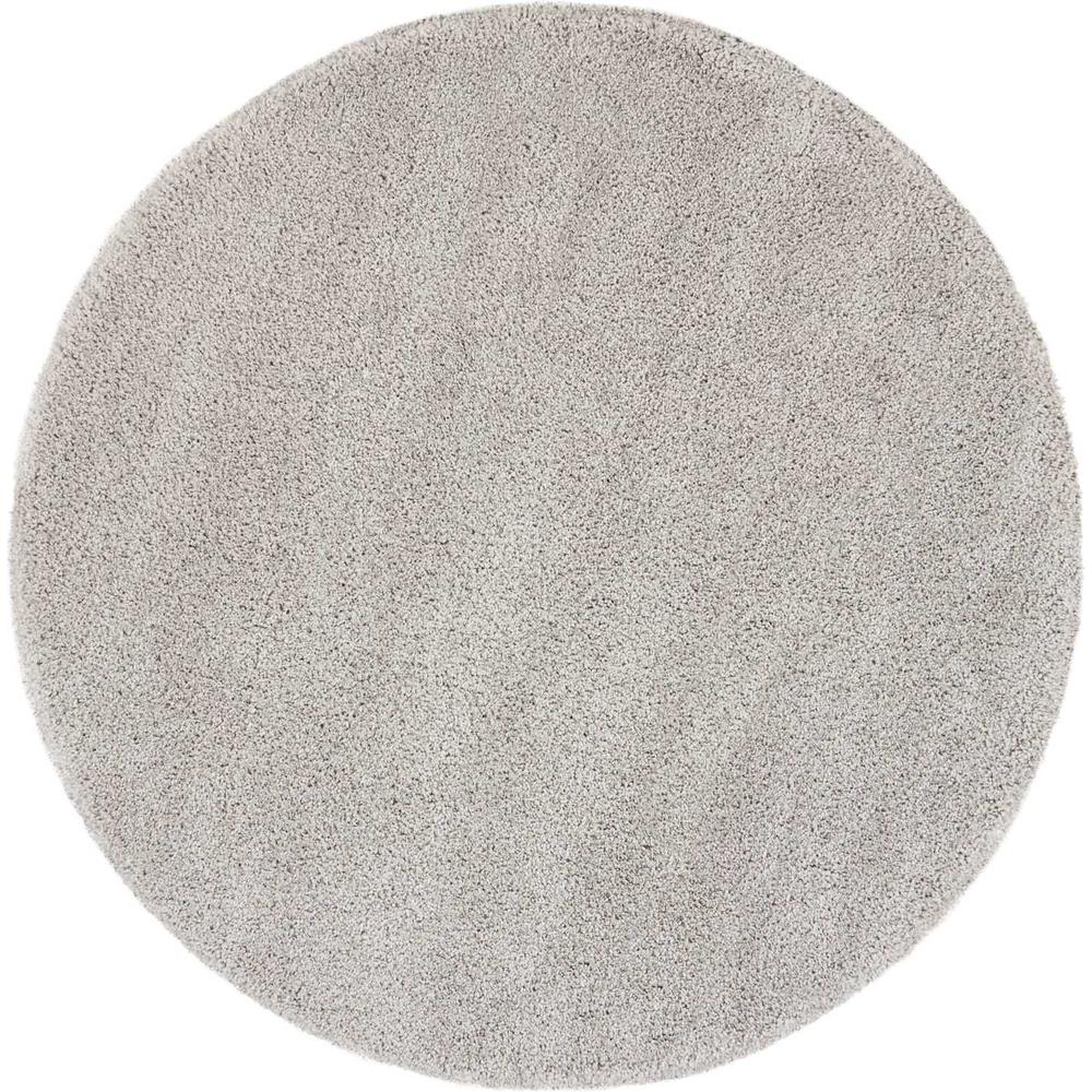 Malibu Shag Area Rug, Silver Grey, 4' x ROUND. Picture 1
