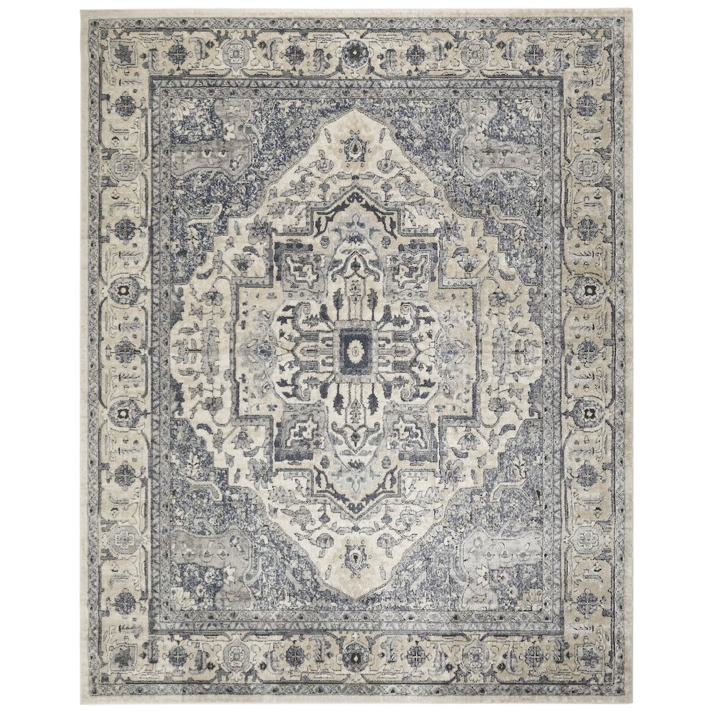 Concerto 7'10" x 9'10" Ivory Navy Vintage Indoor Rug. Picture 1