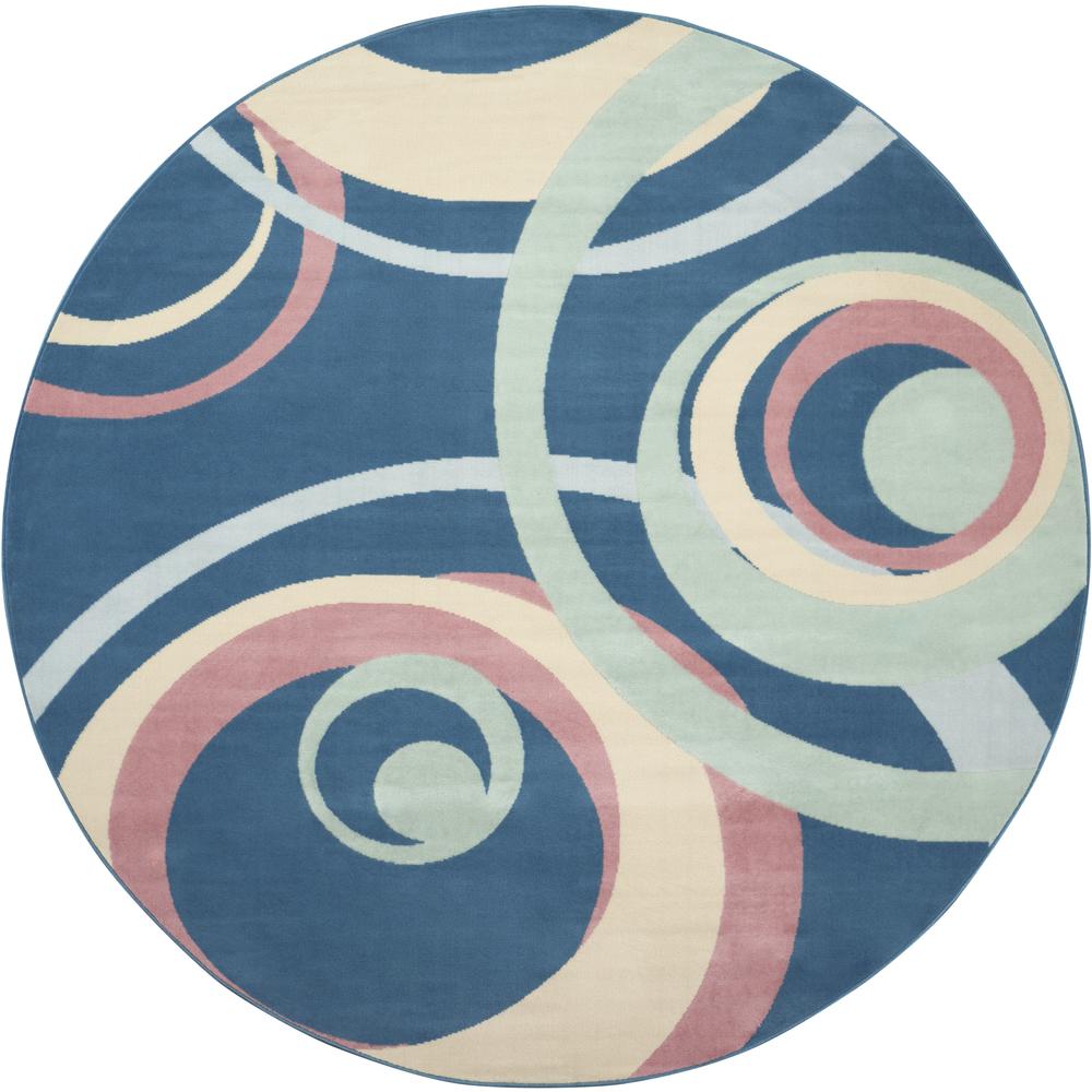 Grafix Area Rug, Blue Multicolor, 8'XROUND. Picture 1