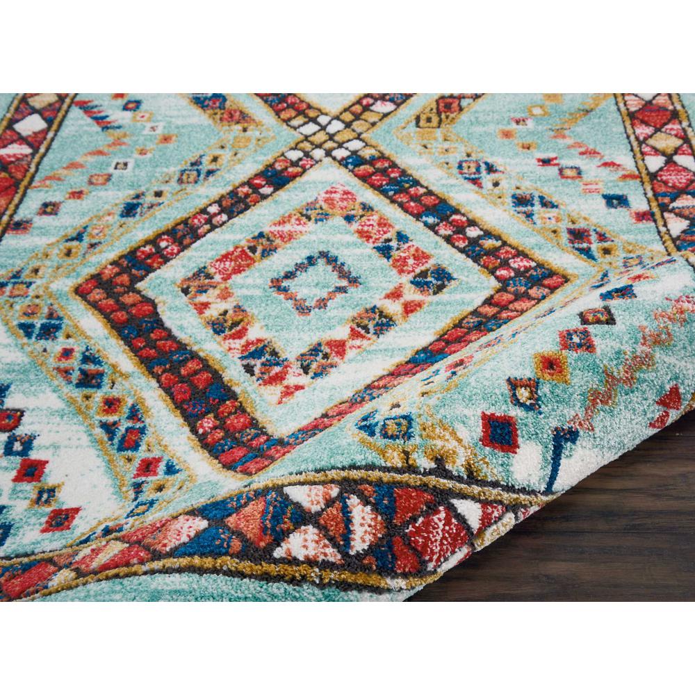 Tribal Decor Area Rug, Aqua, 3'11" x 6'2". Picture 4