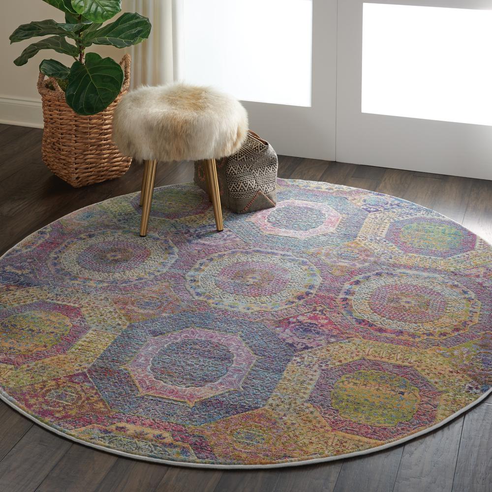 Bohemian Round Area Rug, 6' x Round. Picture 9