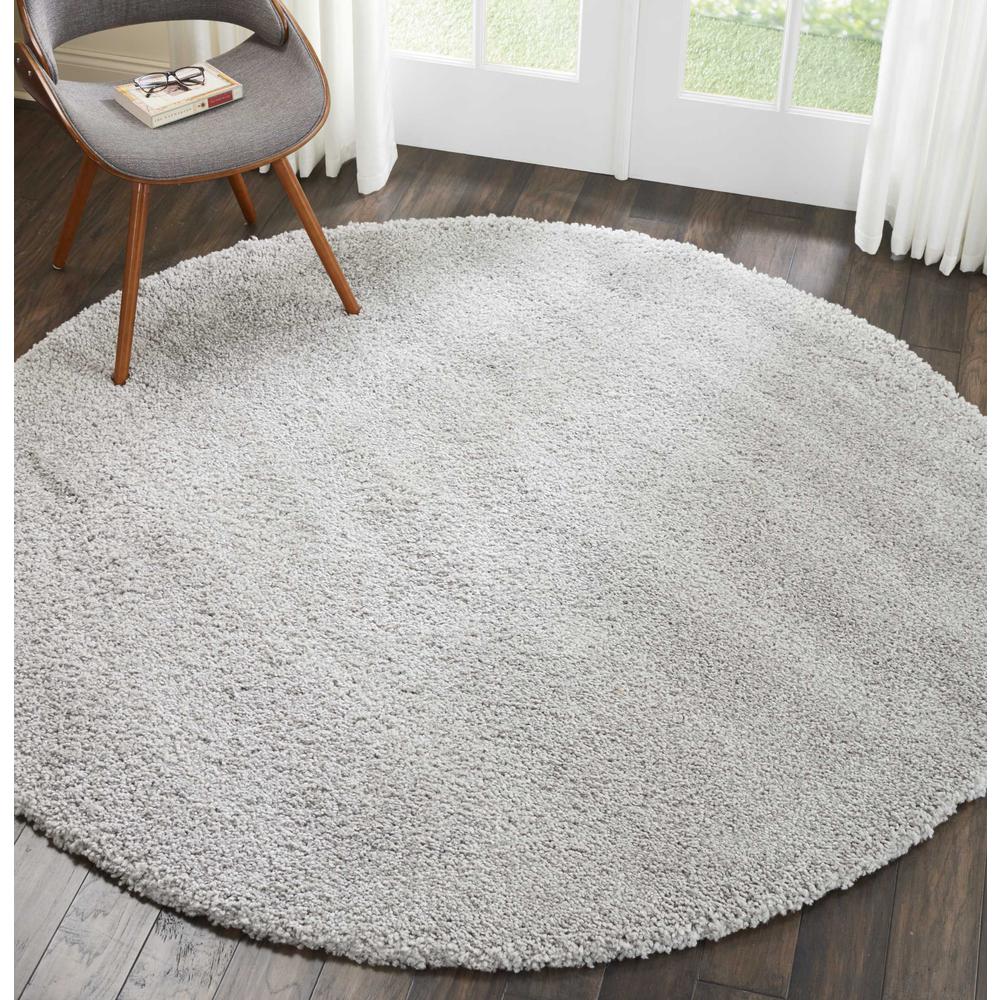Malibu Shag Area Rug, Silver Grey, 4' x ROUND. Picture 2