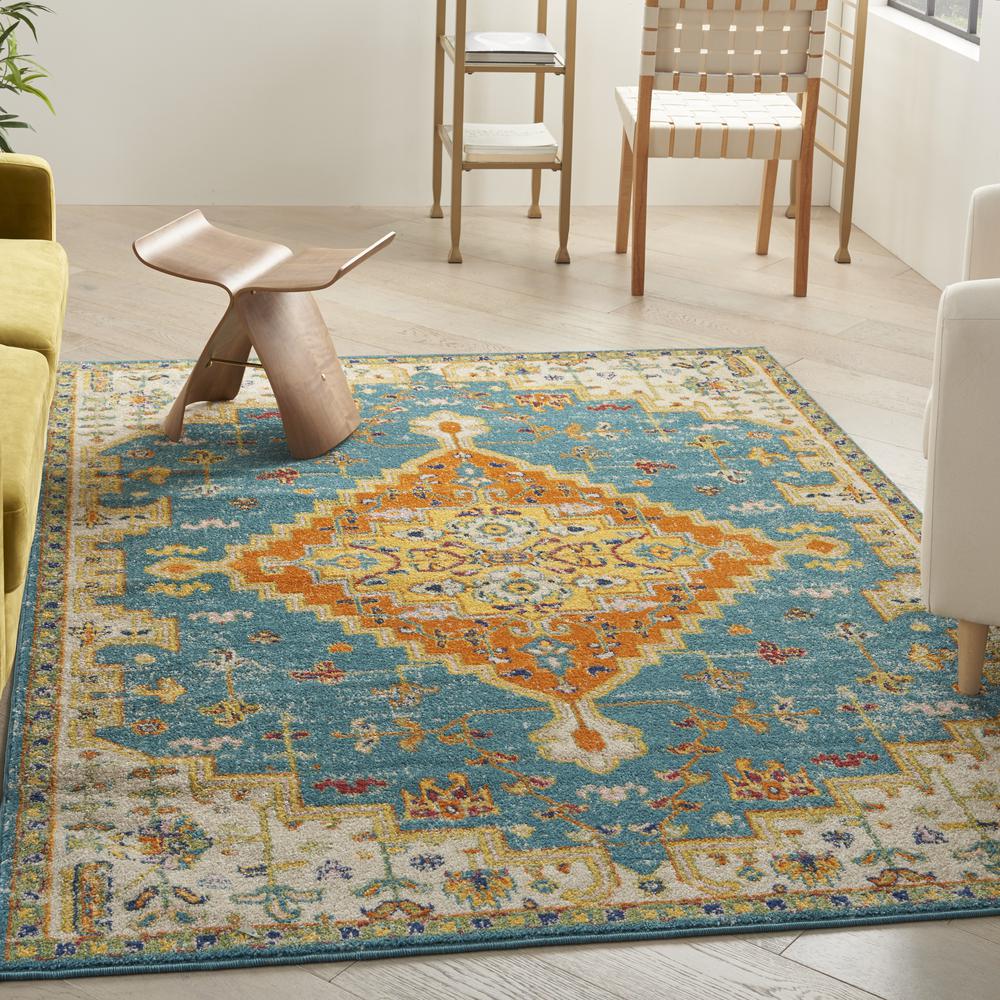 ALR01 Allur Turquoise Ivory Area Rug- 5'3" x 7'3". Picture 2