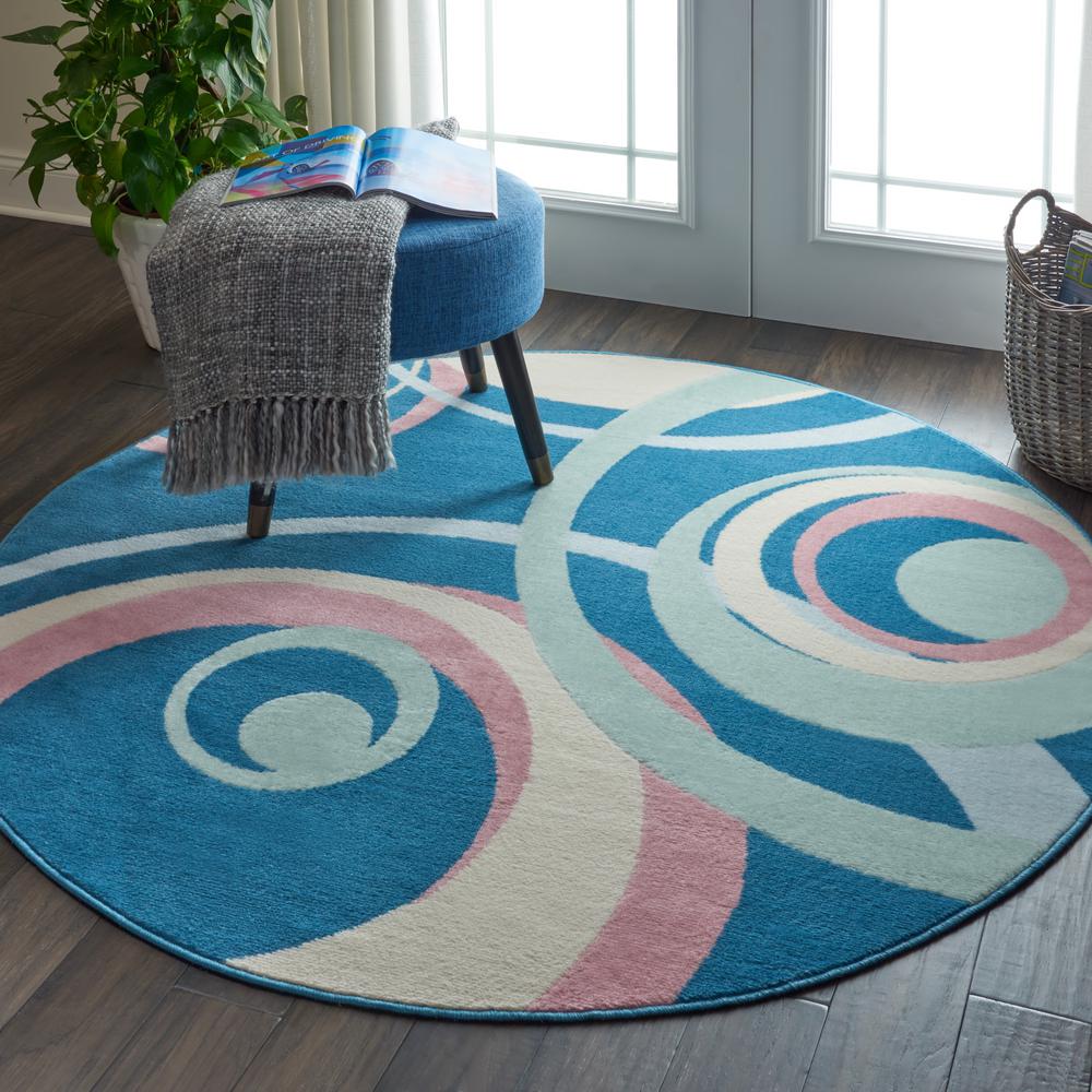 Grafix Area Rug, Blue Multicolor, 5'3"XROUND. Picture 9