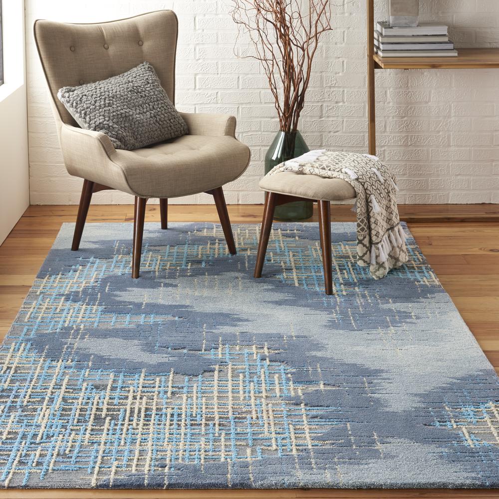 Symmetry Area Rug, Blue/Beige, 3'9" X 5'9". Picture 2