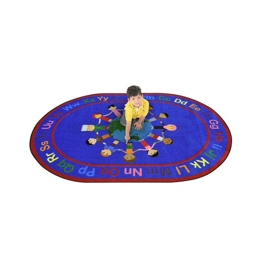 Kid Essentials A World of Friends 10'9" x 13'2" Oval Area Rug in Color Multi. Picture 2