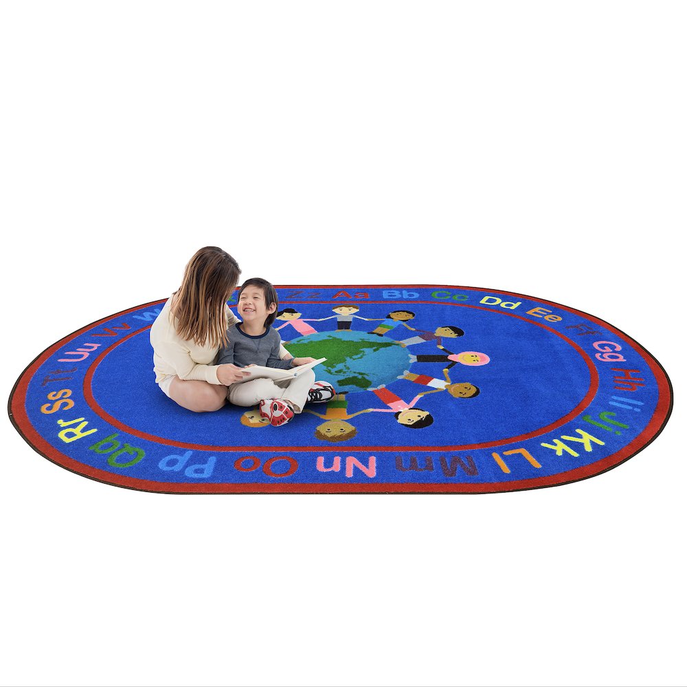 Kid Essentials A World of Friends 10'9" x 13'2" Oval Area Rug in Color Multi. Picture 4