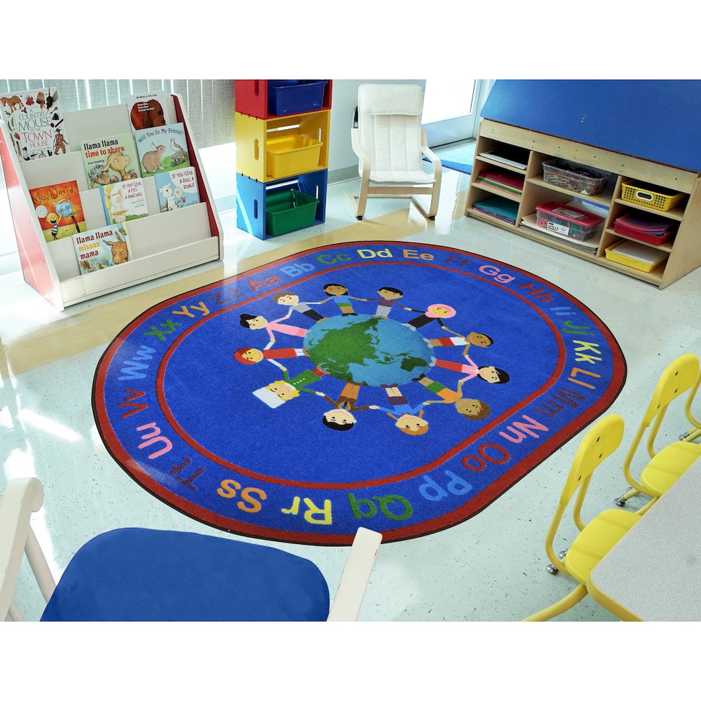 Kid Essentials A World of Friends 10'9" x 13'2" Oval Area Rug in Color Multi. Picture 3