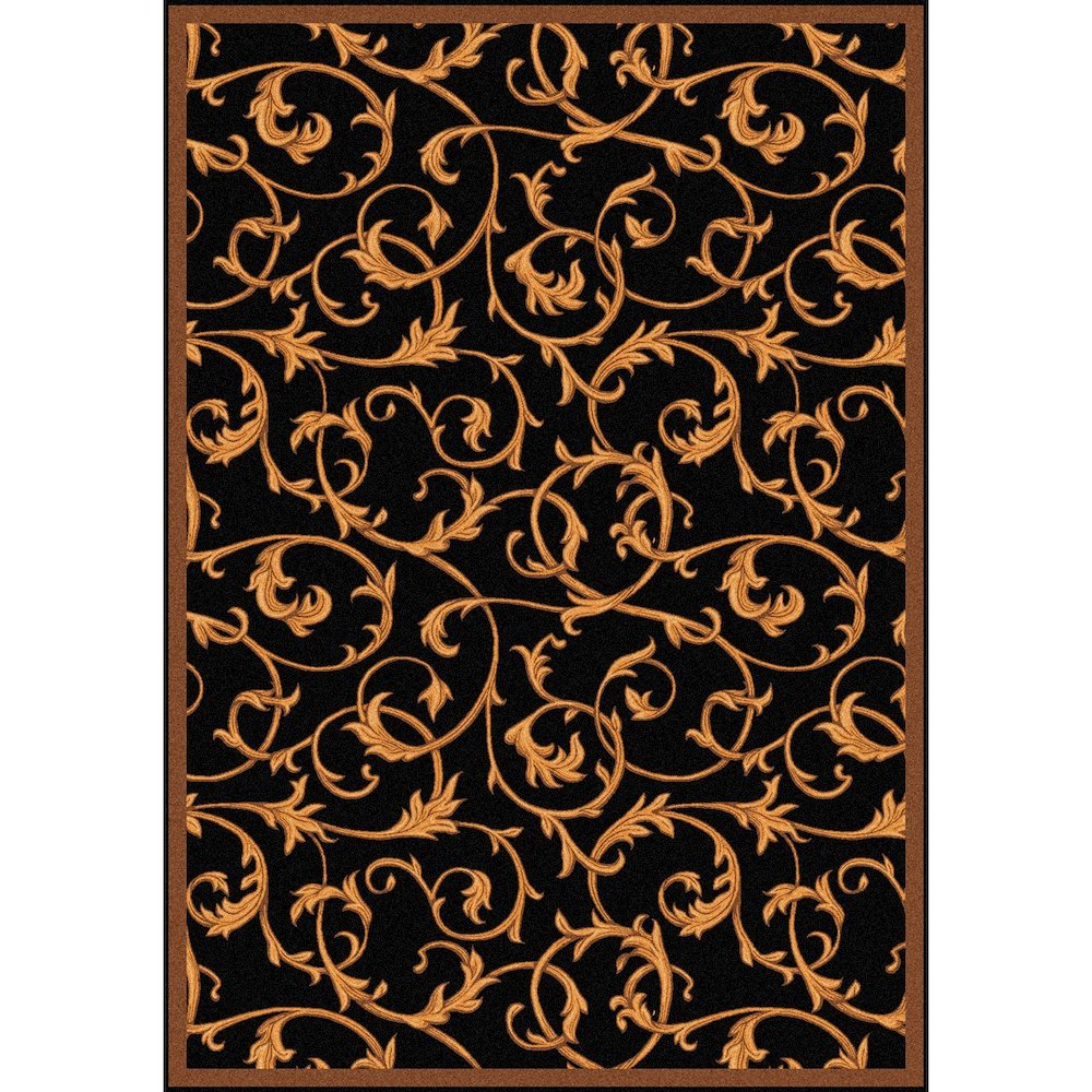 Any Day Matinee Acanthus 5'4" x 7'8" Area Rug in Color Black. Picture 1