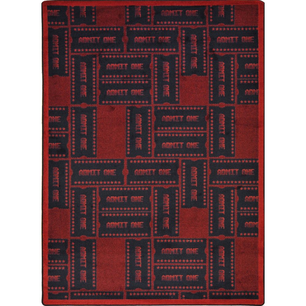 Any Day Matinee Admit One 5'4" x 7'8" Area Rug in Color Burgundy. Picture 1
