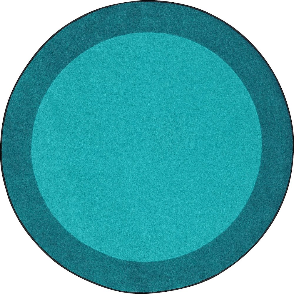 Kid Essentials All Around 5'4" Round Area Rug in Color Teal. Picture 1
