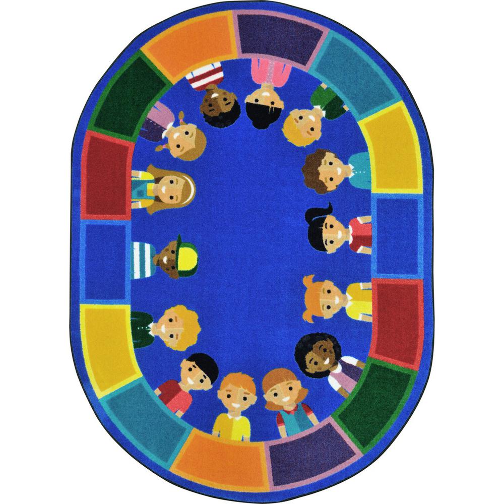 Kid Essentials All of Us Together 7'8" x 10'9" Oval Area Rug in Color Multi. Picture 1