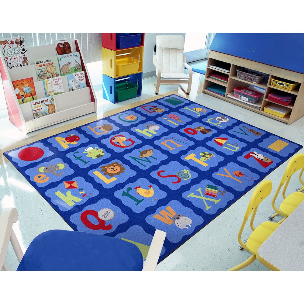Kid Essentials Alphabet Blues 5'4" x 7'8" Area Rug in Color Multi. Picture 3