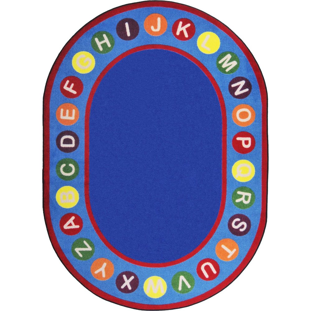 Kid Essentials Alphabet Spots 7'8" x 10'9" Oval Area Rug in Color Multi. Picture 1