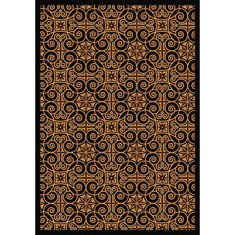 Any Day Matinee Antique Scroll 5'4" x 7'8" Area Rug in Color Black. Picture 1