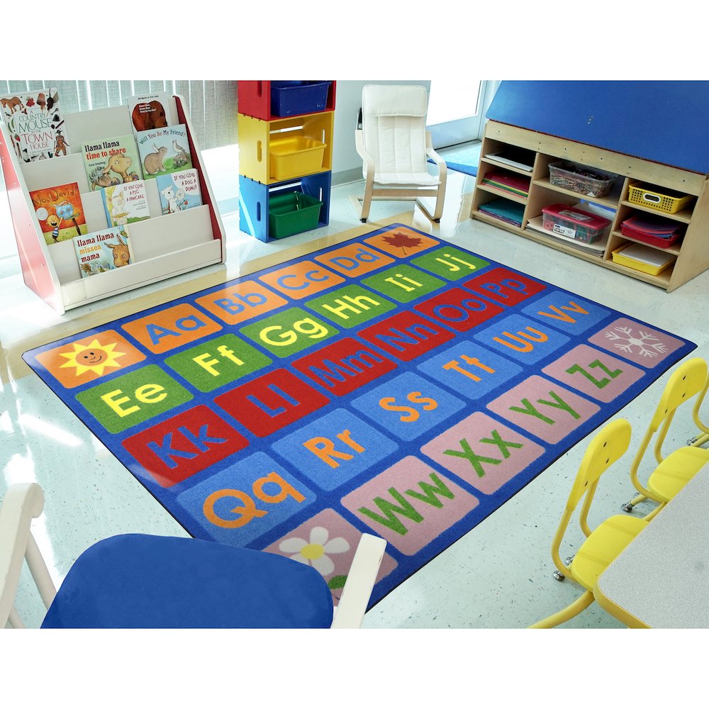 Kid Essentials Any Day Alphabet 7'8" x 10'9" Area Rug in Color Multi. Picture 3