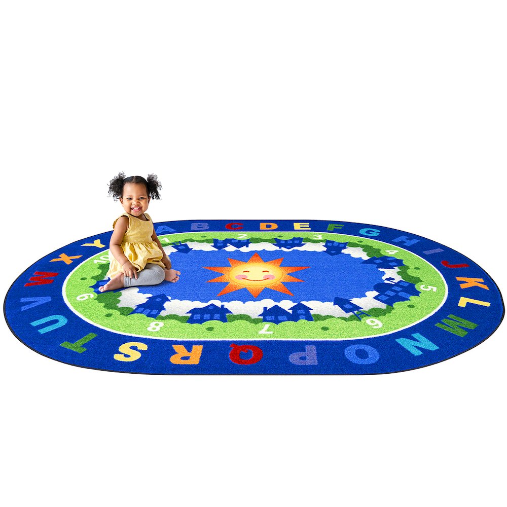 Beautiful Day for Learning 7'8" x 10'9" Oval Area Rug in Color Multi. Picture 4