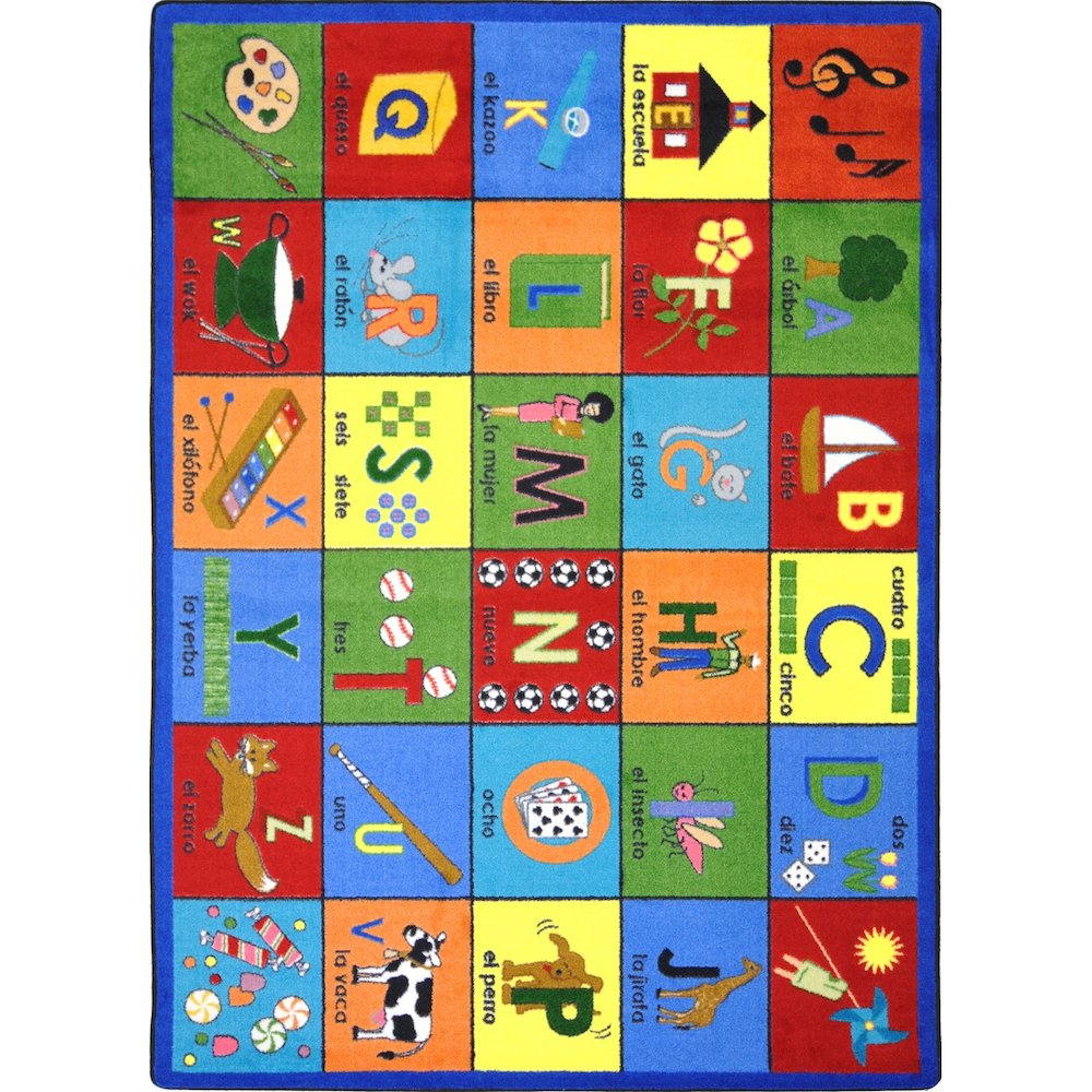 Kid Essentials Bilingual Phonics 7'8" x 10'9" Area Rug in Color Multi. Picture 1