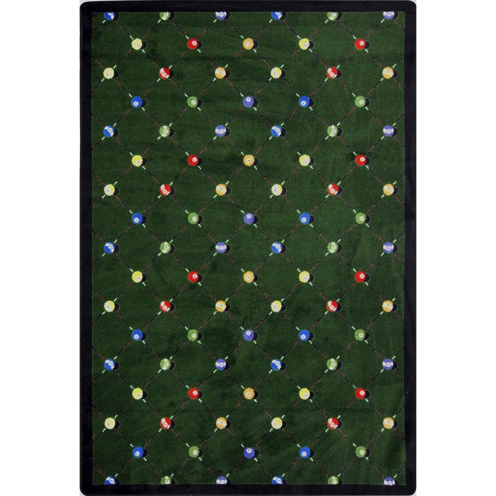 Games People Play Billiards 5'4" x 7'8" Area Rug in Color Green. Picture 1