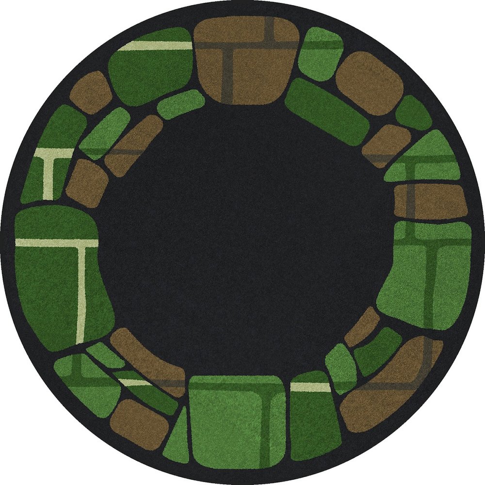 Kid Essentials BioStones 5'4" Round Area Rug in Color Meadow. Picture 1